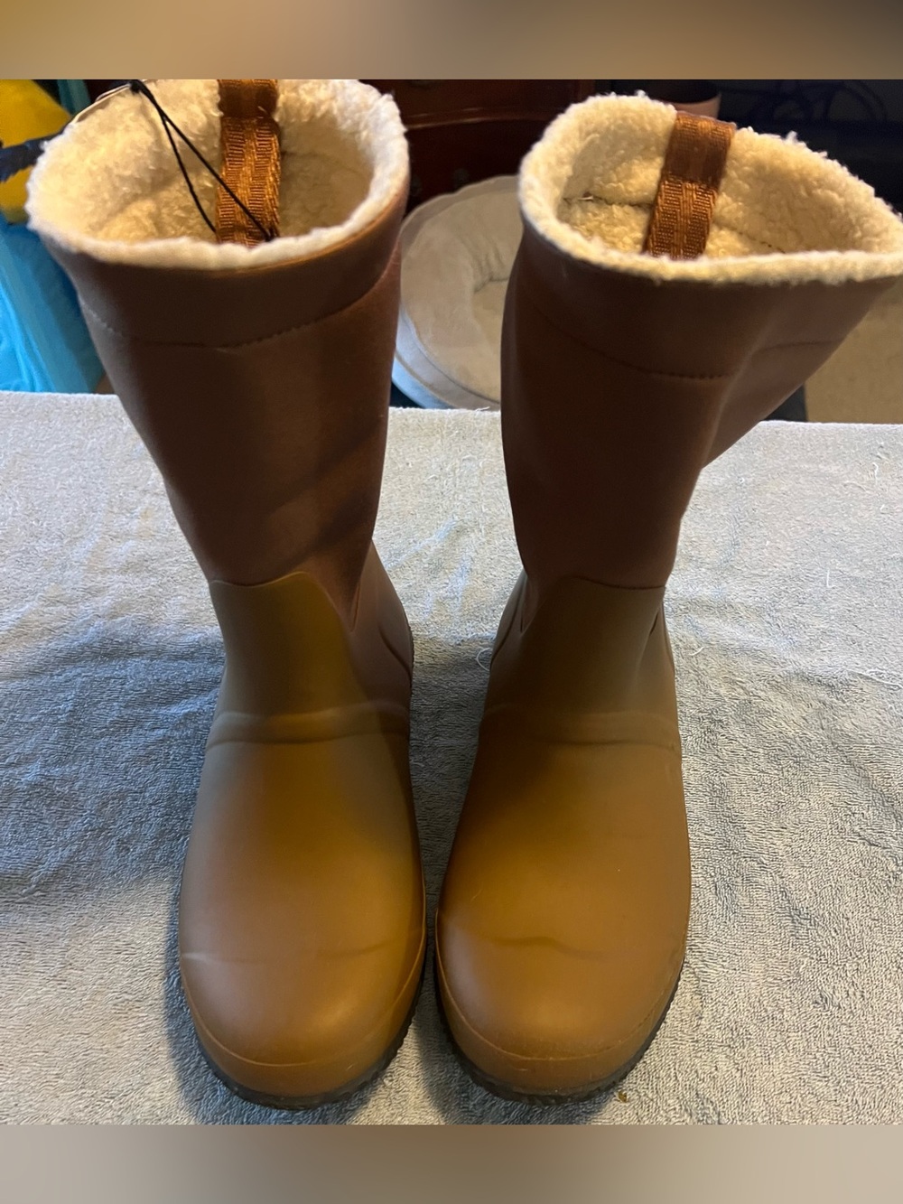 Hunter Brown Sherpa-Lined Women's Winter Rain Boots Size 10
